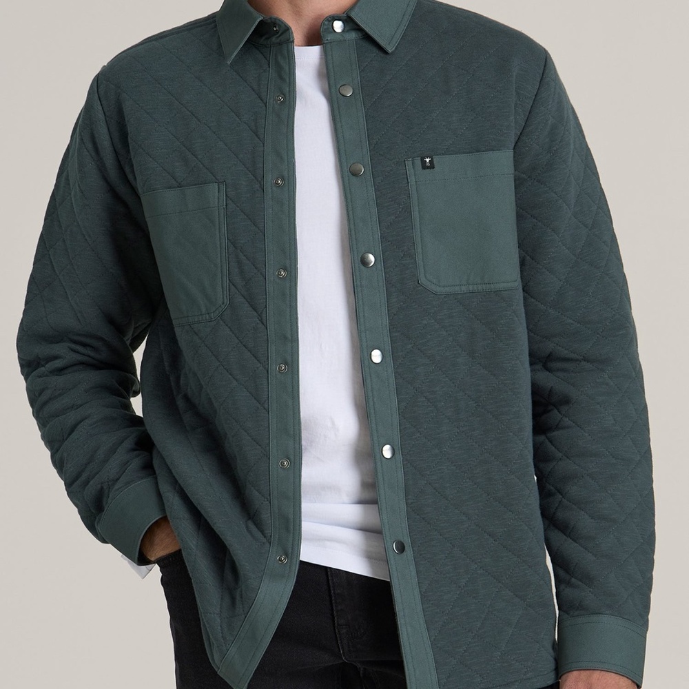 American Tall Quilted Shacket for Tall Men in Soft Green Size 2XL2XL / Tall / So